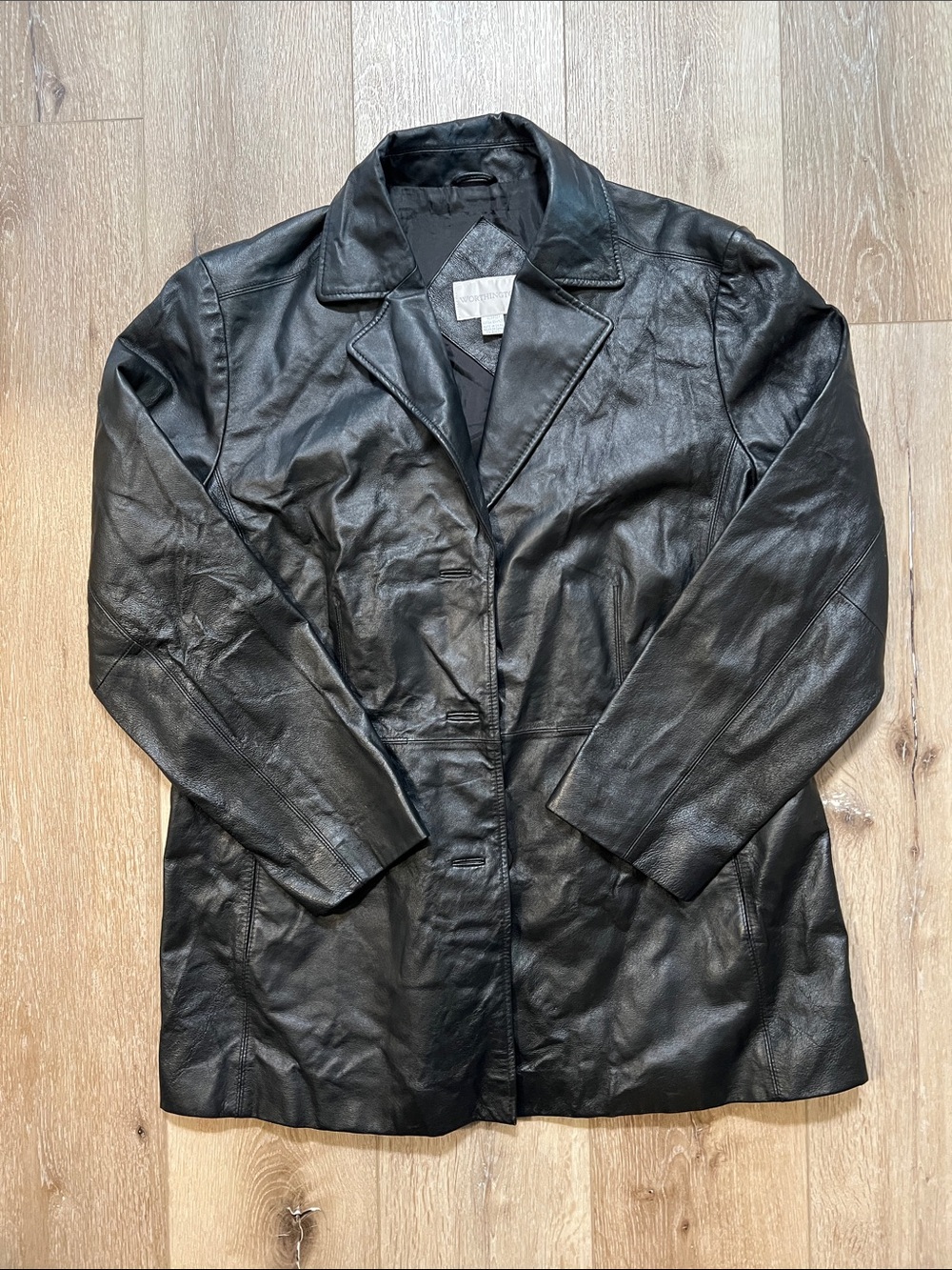 Worthington ~ Misses XL Black Soft Leather Blazer-Style Jacket